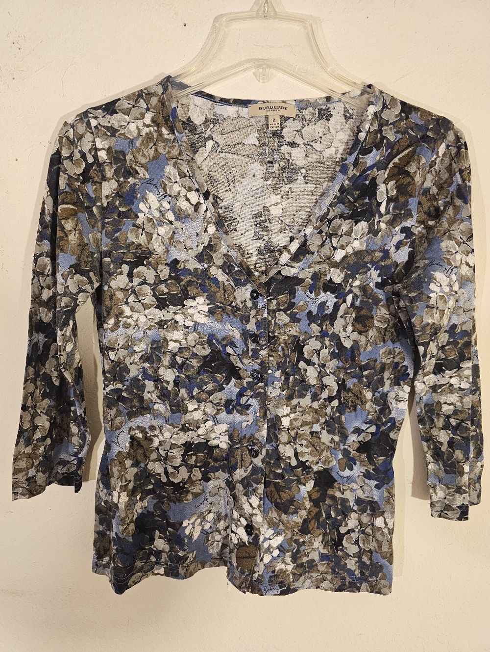 Burberry London Blue Floral Long Sleeve Top